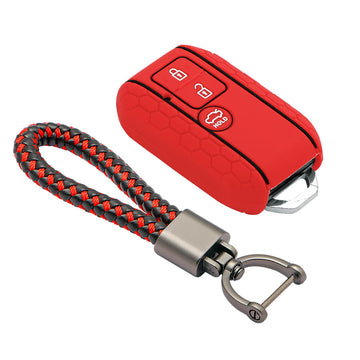 Keycare silicone key cover and keyring fit for : Dzire, Ertiga 3b smart key (KC-06, Leather Thread Keyring)
