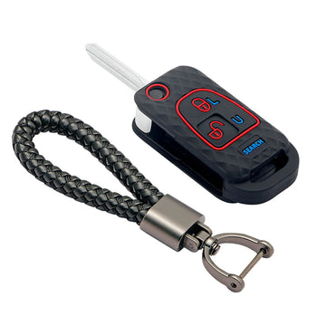 Keycare silicone key cover and keychain fit for : Bolero flip key (KC-14, Leather Thread Keychain)