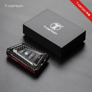 T-carbon genuine carbon fibre key cover and keychain Compatible for : X1, X3, X6, X5, 5 Series, 6 Series, 7 Series 4 button smart key