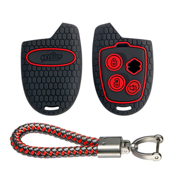 Keycare silicone key cover and keyring fit for : Nippon 3b remote key (KC19, Leather Thread Keychain)