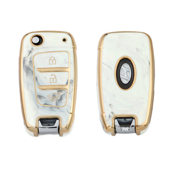 Keyzone pack of 2 TPU key cover for i20, Kona, Verna 3 button flip key (TP43-pack of 2)