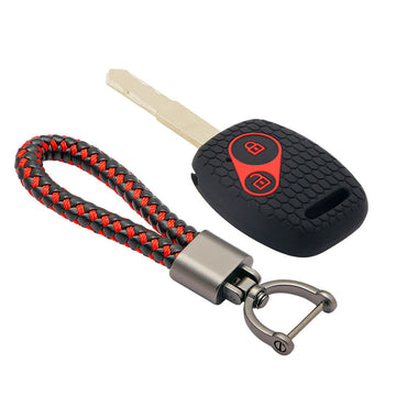 Keycare silicone key cover and keyring fit for : Honda 2 button remote key (KC-21, Leather Thread Keychain)