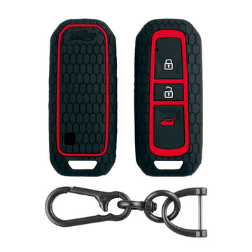 Keycare silicone key cover and keyring fit for : MG Hector 3 button smart key (KC-36, Zinc Alloy)