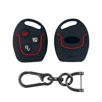 Keycare silicone key cover and keyring fit for : Fiesta, Fusion, Figo 3 button remote key (KC-37, Zinc Alloy)