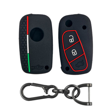 Keycare silicone key cover and keyring fit for : Linea, Punto, Avventura flip key (KC-38, Zinc Alloy)
