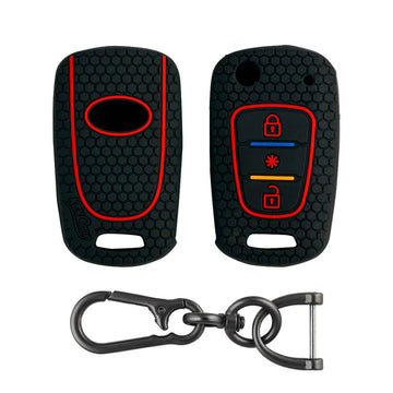 Keycare silicone key cover and keyring fit for : Verna Fluidic, I10, Old I20 (2007-2011) flip key (KC-45, Zinc Alloy)