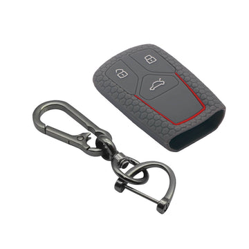 Keycare silicone key cover and keyring fit for : Audi 3 button smart key (KC-47, Zinc Alloy)