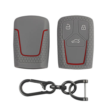 Keycare silicone key cover and keyring fit for : Audi 3 button smart key (KC-47, Zinc Alloy)