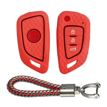 Keycare silicone key cover and keyring fit for : Xhorse Df Model Universal remote flip key (KC-59, Leather Thread Keychain)