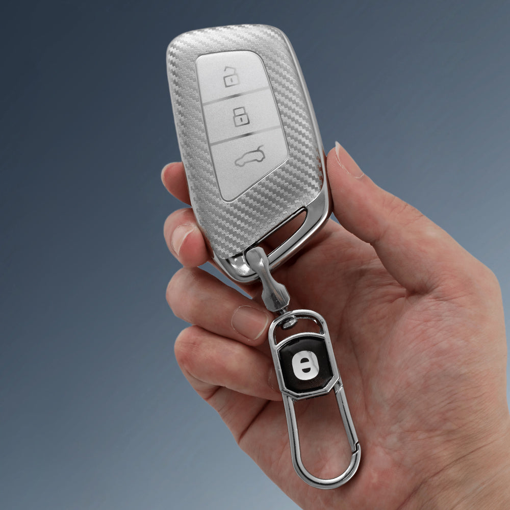 Keyzone silverstar TPU key cover keychain for MG Hector, Windsor EV