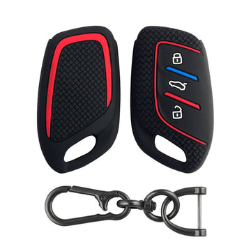 Keycare Silicone Key Cover and keychain Fit for MG : MG ZS EV, Astor 3 Button Smart Key (KC65, Zinc Alloy)