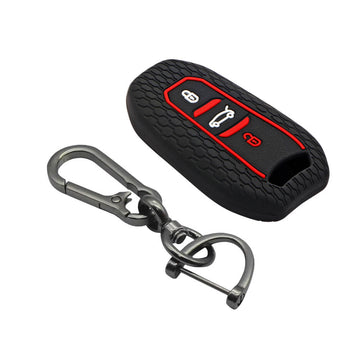 Keycare silicone key cover and keyring fit for : Citroen C5 Aircross 3 button smart key (KC-66, Zinc Alloy)