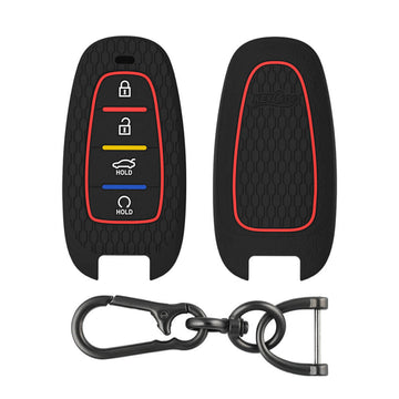 Keycare silicone key cover and keychain fit for : Tucson 4 button smart key (KC75, Zinc Alloy)