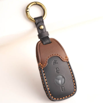 Keyzone dual leather key cover for E-Class S-Class A-Class C-Class G-Class 2020 Onwards 4 button smart key (KDL70)