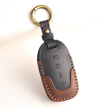 Keyzone dual leather key cover for Verna 2020 onwards 4 button smart key (KDL60)
