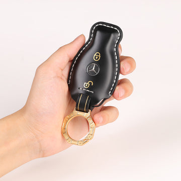 Keycare Italian leather key cover for Mercedes Benz: C E M S CLS CLK GLK GLC G Class 2 button smart key (ITL54_2b)