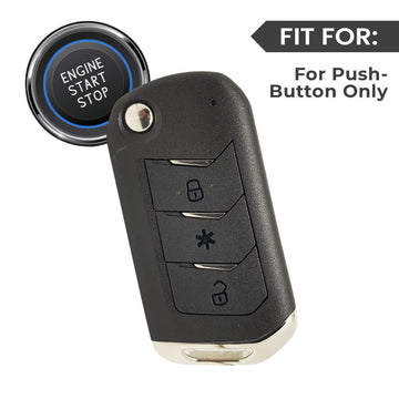 Keyzone leather key cover for Thar, Scorpio, Bolero, XUV700, XUV400, XUV300, TUV300, Marazzo 3 button flip key (Push button start models only) (KZL09)