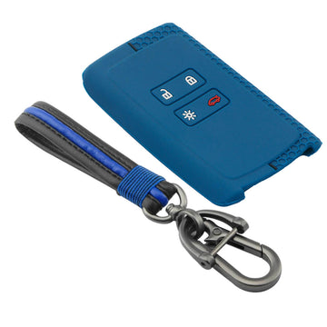 Keycare silicone key cover and keyring fit for : Triber, Kiger smart card (KC-46, Full Leather Keychain)