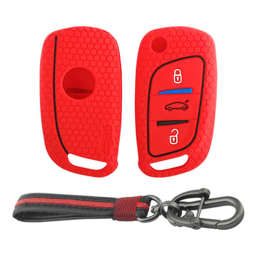 Keycare silicone key cover and keyring fit for : Kd B11 Universal remote flip key (KC-01, Full Leather Keychain)