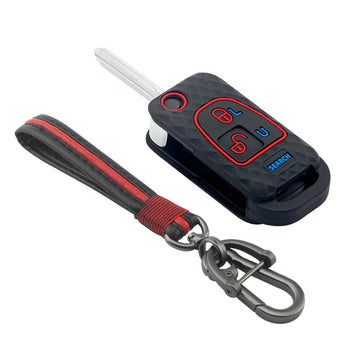 Keycare silicone key cover and keychain fit for : Bolero flip key (KC-14, Full Leather Keychain)