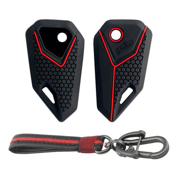 Keycare silicone key cover and keyring fit for : Universal Bike flip key (KC-15, Full Leather Keychain)