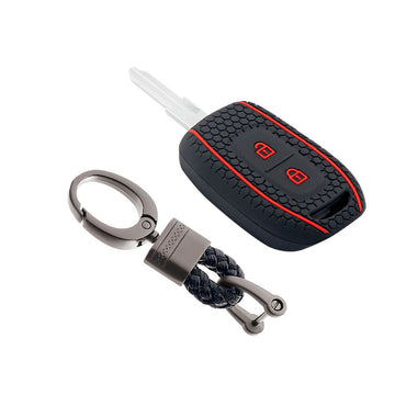 Keycare silicone key cover and keyring fit for : Kwid, Duster, Triber, Kiger remote key (KC-17, Alloy Keychain)