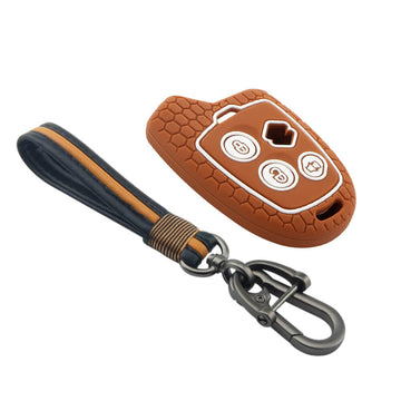 Keycare silicone key cover and keyring fit for : Nippon 3b remote key (KC19, Full Leather Keychain)