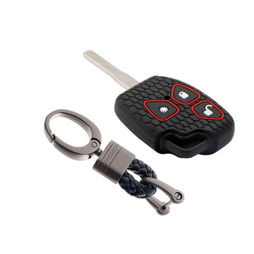 Keycare silicone key cover and keyring fir for : Xylo, Scorpio, Quanto 3 button remote key (KC-34, Alloy Keychain)