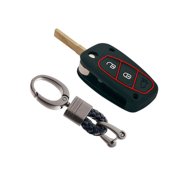 Keycare silicone key cover and keyring fit for : Linea, Punto, Avventura flip key (KC-38, Alloy Keychain)