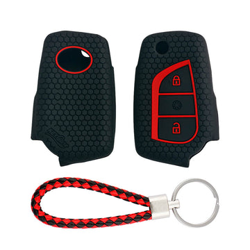 Keycare silicone key cover and keyring fit for : Innova Crysta, Corolla Altis 3 button flip key (KC-42, KCMini Keyring)