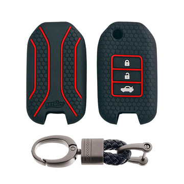 Keycare silicone key cover and keyring fit for : City, Wr-v flip key (KC-50, Alloy Keychain)