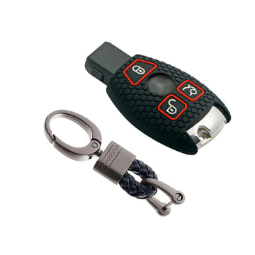 Keycare silicone key cover and keyring fit for : Mercedes Benz 3 button smart key (KC-54, Alloy Keychain)