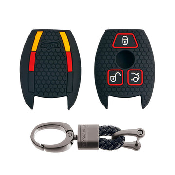 Keycare silicone key cover and keyring fit for : Mercedes Benz 3 button smart key (KC-54, Alloy Keychain)