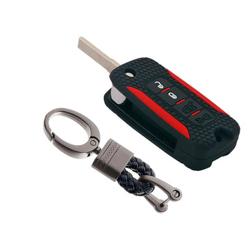 Keycare silicone key cover and keyring fit for : Jeep Compass, Compass Trailhawk, Wrangler (KC-56, Alloy Keychain)