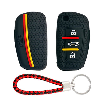 Keycare silicone key cover and keyring fit for : Audi 3 button flip key (KC-57, KCMini Keyring)