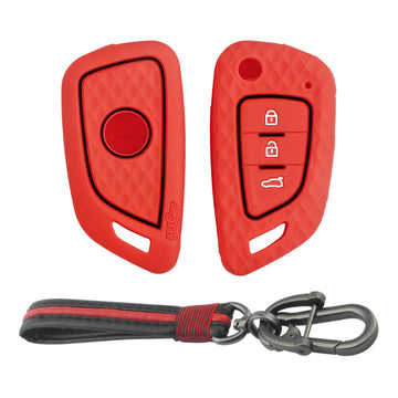 Keycare silicone key cover and keyring fit for : Xhorse Df Model Universal remote flip key (KC-59, Full Leather Keychain)