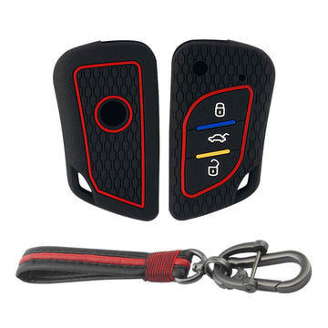Keycare silicone key cover and keyring fit for : KD/Xhorse LX-B30 universal remote flip key (KC-69, Full Leather Keychain)