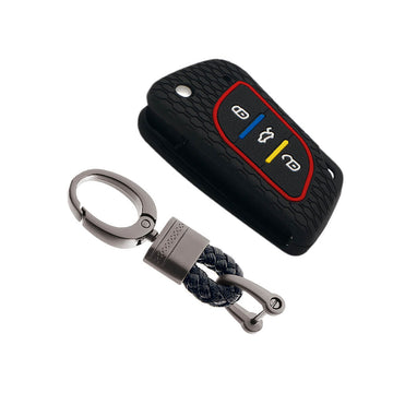 Keycare silicone key cover and keyring fit for : KD/Xhorse LX-B30 universal remote flip key (KC-69, Alloy Keychain)