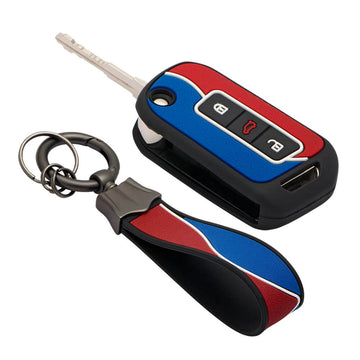 KeyCare Duo Style key cover and Duo keychain for Mahindra Bolero, XUV300, Scorpio, TUV300, Thar, XUV700, Marazzo, Scorpio-N, XUV400 flip key (KC-D 07, Duo keychain)