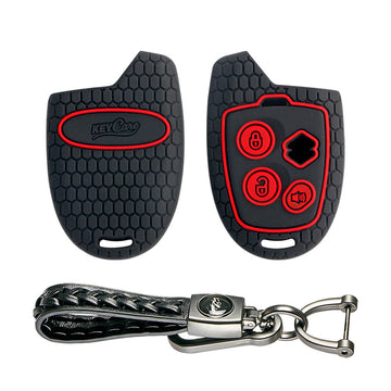 Keycare silicone key cover and keyring fit for : Nippon 3b remote key (KC19, Leather Woven Keychain)