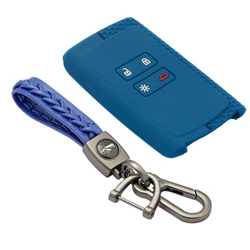 Keycare silicone key cover and keyring fit for : Triber, Kiger smart card (KC-46, Leather Woven Keychain)