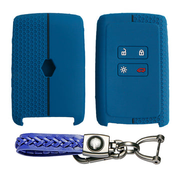 Keycare silicone key cover and keyring fit for : Triber, Kiger smart card (KC-46, Leather Woven Keychain)