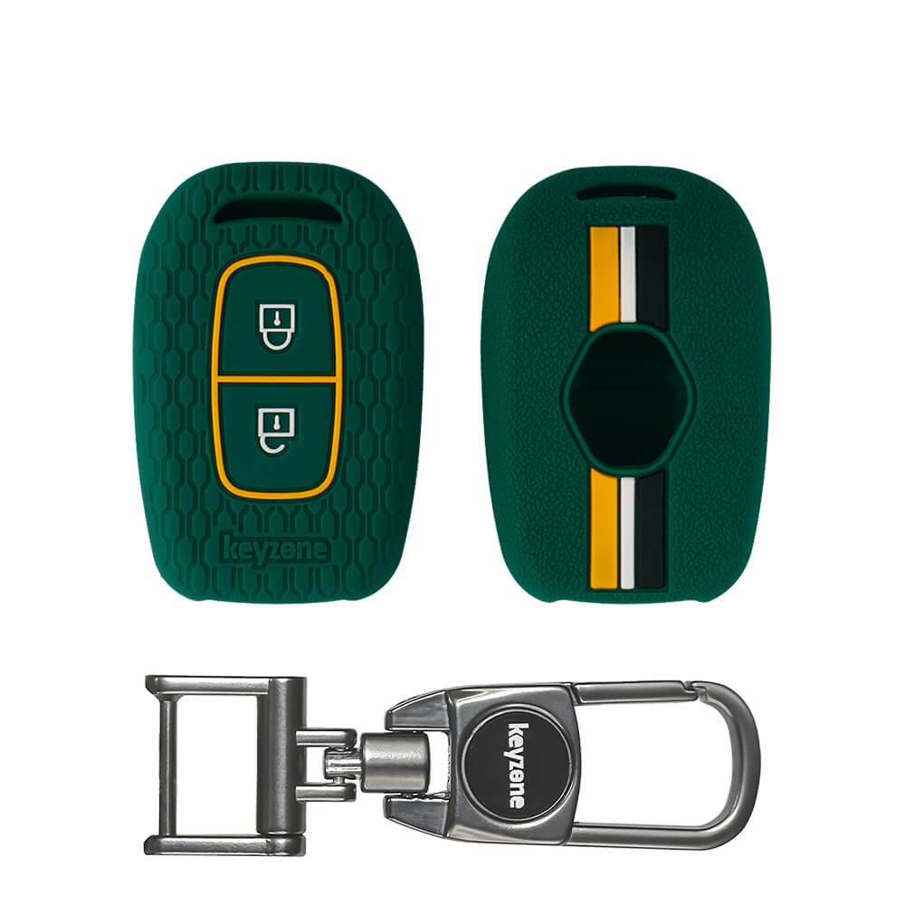 Keyzone® Striped Silicone Key Cover & Metal Alloy Key Holder for Renau