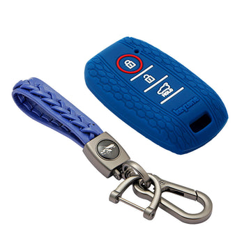 Keyzone striped key cover and keychain fit for : Seltos 3 button smart key (KZS-09, Woven Keyholder)