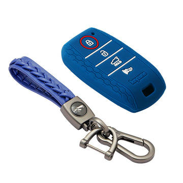 Keyzone striped key cover and keychain fit for : Seltos 4 button smart key (KZS-10, Woven Keyholder)