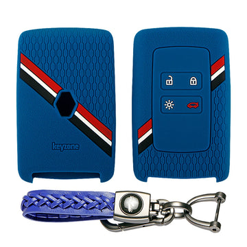 Keyzone striped key cover and keychain fit for : Triber, Kiger smart card (KZS-16, Woven Keyholder)