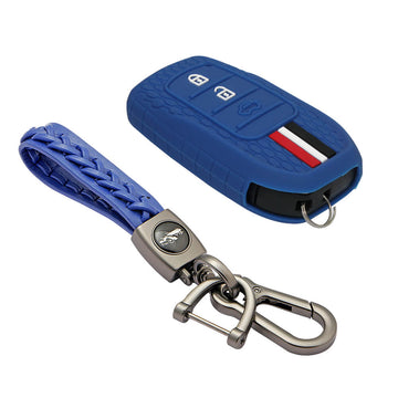 Keyzone striped key cover and keychain fit for : Invicto, Innova Crysta, Innova HyCross, Fortuner, Hilux, Fortuner Legender 2/3 button smart key (KZS-20, Learther Woven Keychain)