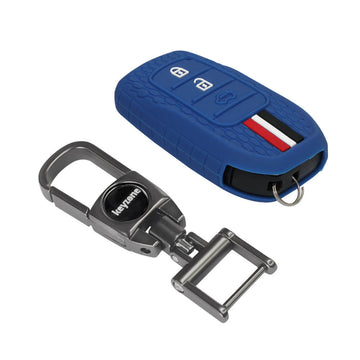 Keyzone Striped Silicone Key Cover & Metal Alloy Key Holder Compatible for Invicto Smart Key (KZS-20, MAH)
