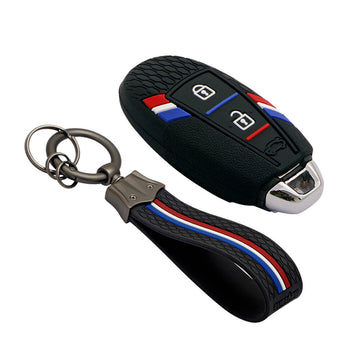 Keyzone striped key cover and keychain fit for : Urban Cruiser smart key (KZS-12, KZS-Keychain)