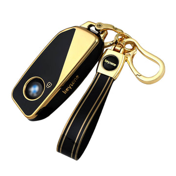 Keyzone TPU key cover & keychain for BMW 2023 New 7 Series 740i 760i X1 X7 XM IX I7, X5 smart key (TP_BMW2023, TPKeychain)